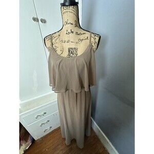 Show Me Your MuMu Mocha Spaghetti Strap Overlay Bodice Elastic Waist Maxi Size M